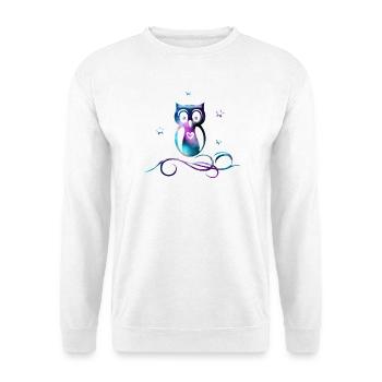Chouette Galaxy avec étoiles, coeur et tribal - Sweat-shirt Unisexe - blanc - Devant