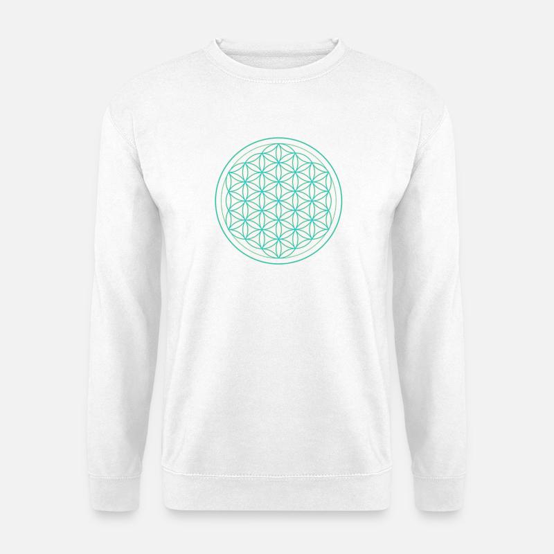 Blume des Lebens Neon Muster - Unisex Pullover - Weiß