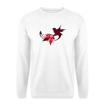Phantasie Vogelnest aus Laubblätter,mit Vogel - Unisex Pullover - Weiß - Vorne