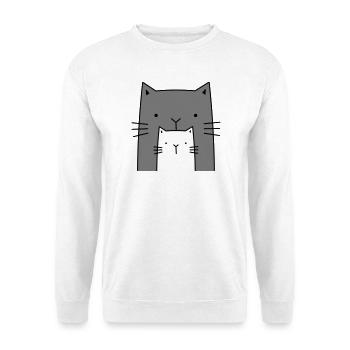 two cats - big and small cat - Unisex Sweatshirt - white - Front