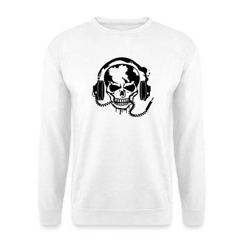 Totenschädel mit Kopfhörer und Kopfhörer Kabel - Unisex Pullover - Weiß - Vorne