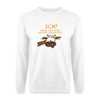 Ich war es nicht Giraffe - Unisex Pullover - Weiß - Vorne - Alina (178cm) & Michal (187cm)