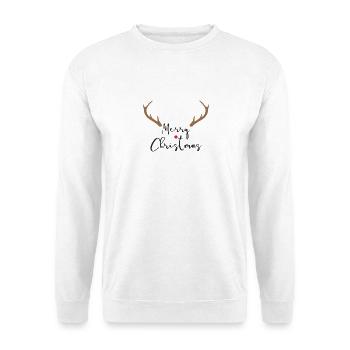Merry Christmas rote Nase Rentier Geweih Deko - Unisex Pullover - Weiß - Vorne