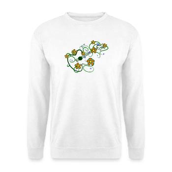Motif floral avec guitare et vrilles entrelacées - Sweat-shirt Unisexe - blanc - Devant