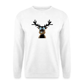 Rudolf the Reindeer Cartoon Motif - Unisex Sweatshirt - white - Front