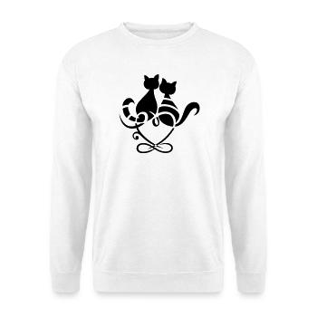 Katzen Herz Infinity Symbol Valentinstag Liebe - Unisex Pullover - Weiß - Vorne