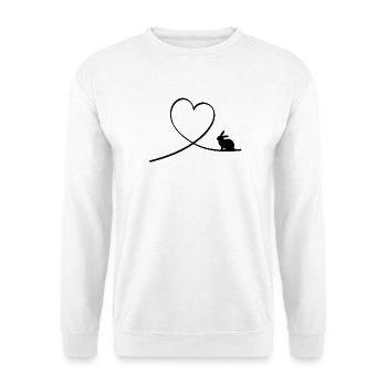 Minimalistischer Hase mit Herz - Süßes Design - Unisex Pullover - Weiß - Vorne
