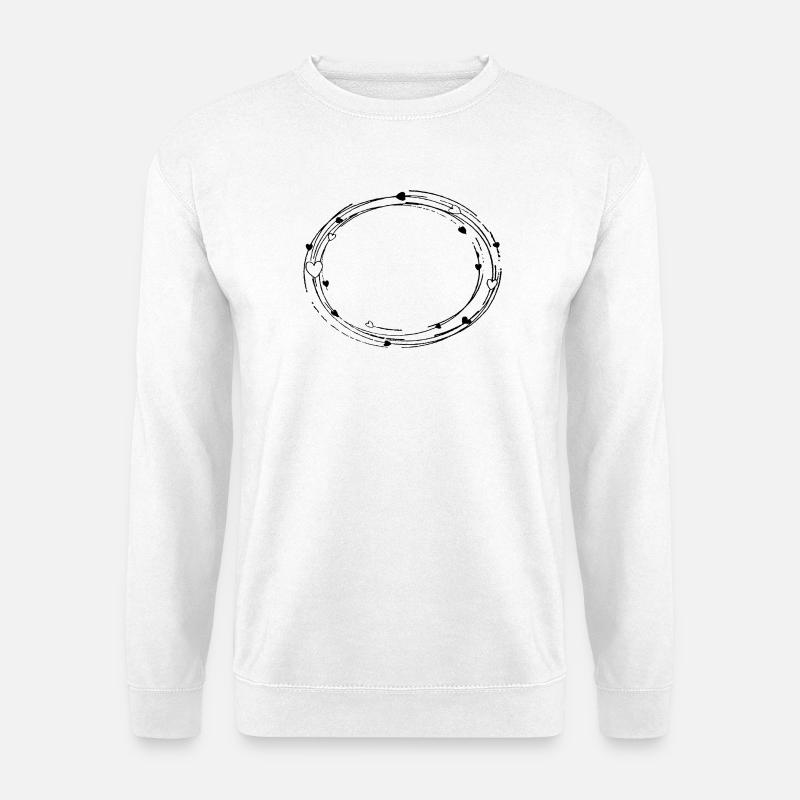 Deko oval mit Herzen - Rahmen Hintergrund - Unisex Pullover - Weiß