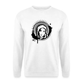 Maria Portrait Graffiti Schablone - Unisex Pullover - Weiß - Vorne