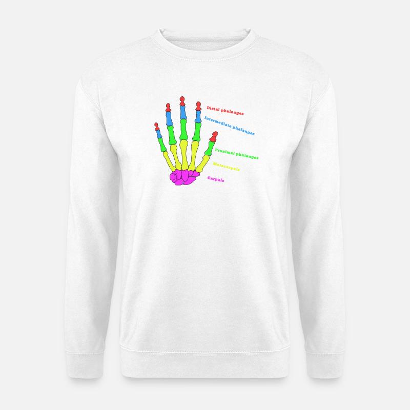 Hand Knochen Anatomie Mensch Evolution Physio - Unisex Pullover - Weiß
