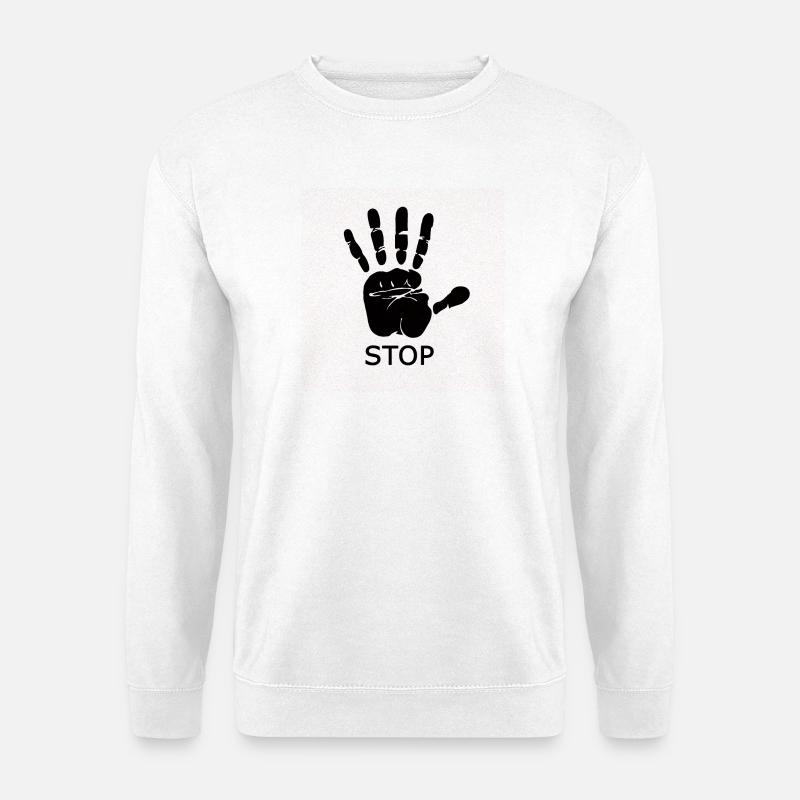 Stop Handabdruck Rot - Unisex Pullover - Weiß