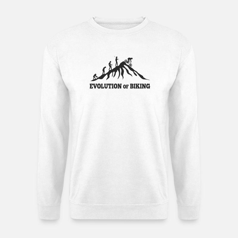 Evolution of Biking Downhill Entstehung  - Unisex Pullover - Weiß
