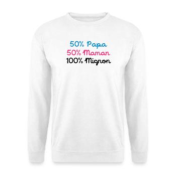 Papa 50% 50% 100% Nette Mom - Unisex Pullover - Weiß - Vorne
