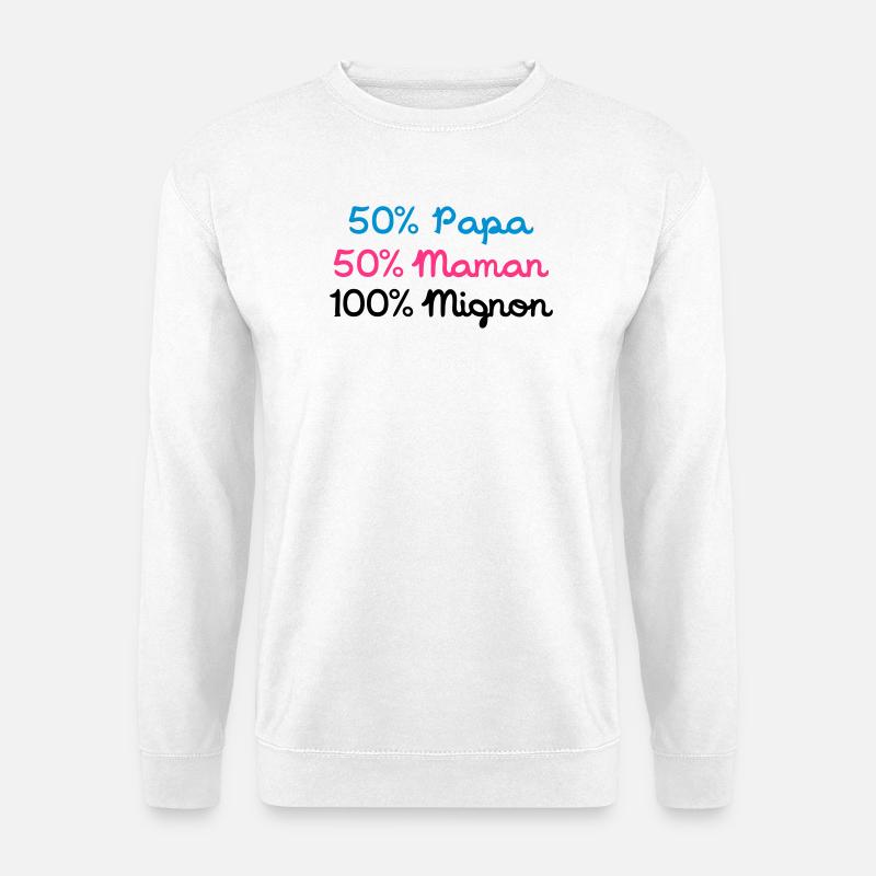 Papa 50% 50% 100% Nette Mom - Unisex Pullover - Weiß