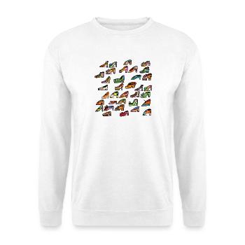 Bunte Schuhvielfalt Muster - Unisex Pullover - Weiß - Vorne