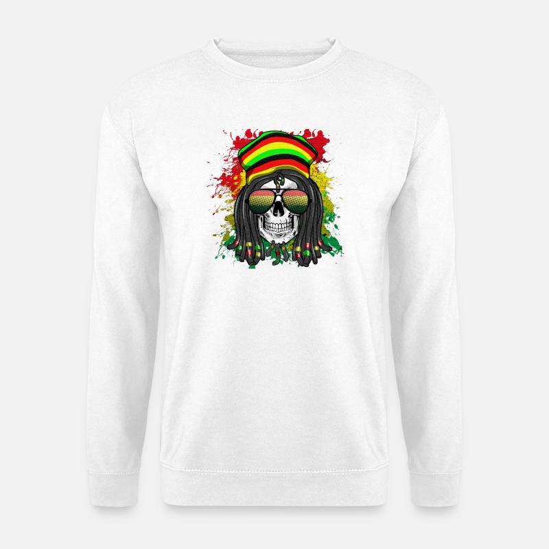 Rasta Skull im Regenbogenstil - Unisex Pullover - Weiß