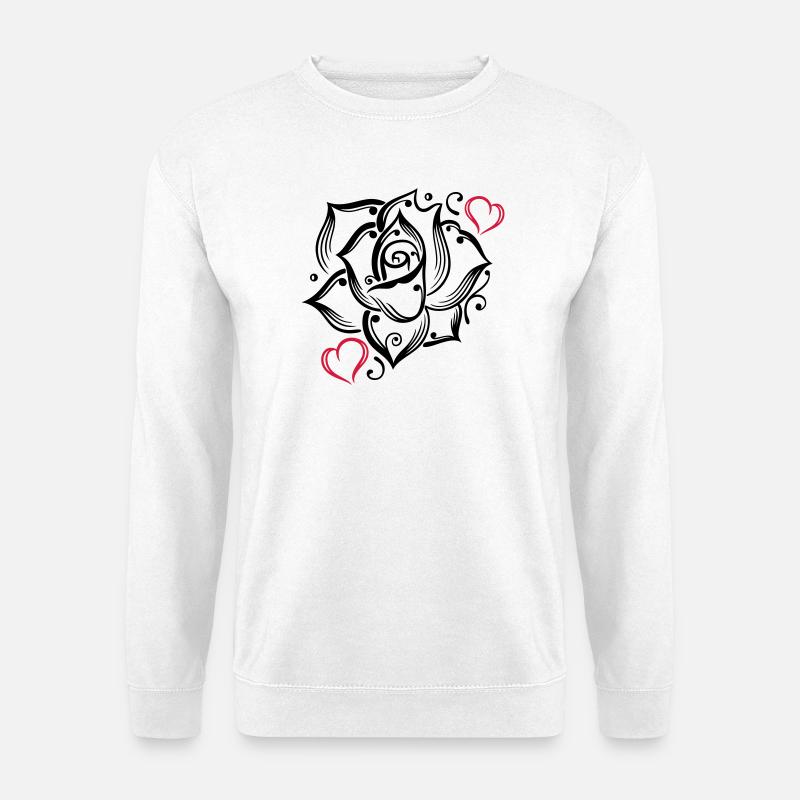 Rose Herzen Liebe Blume Blühen Romantisch - Unisex Pullover - Weiß