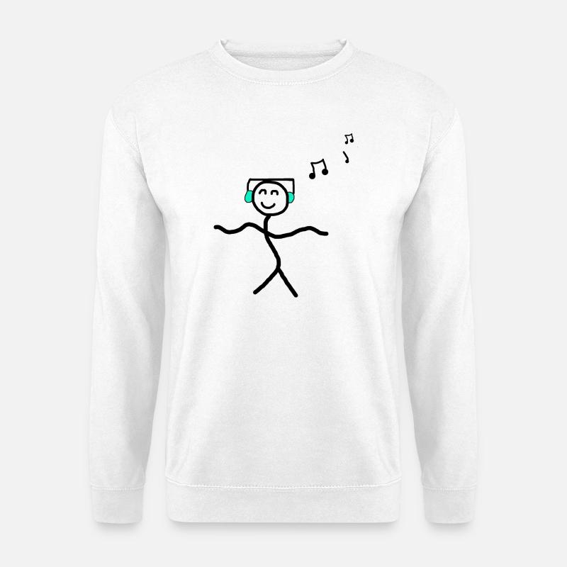 Musik Tanzen Happy Strichmännchen - Unisex Pullover - Weiß