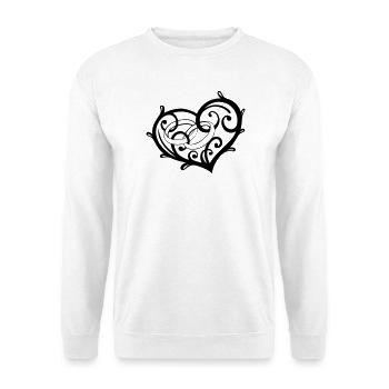 Cool design, big heart with rings, wedding - Unisex Sweatshirt - white - Front