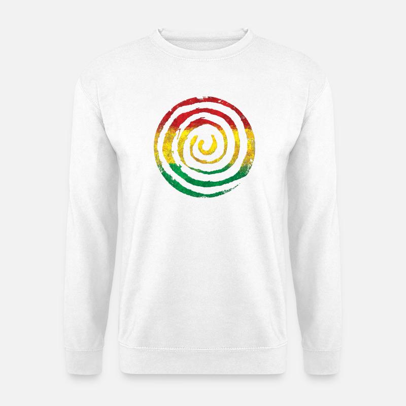 Gerasterte Zen Spirale im Rastafarbenschema - Unisex Pullover - Weiß