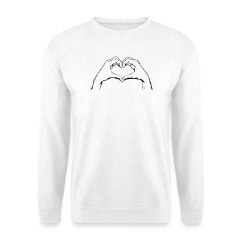 Finger Heart / Finger Herz / Love  Line Art Design - Unisex Pullover - Weiß - Vorne