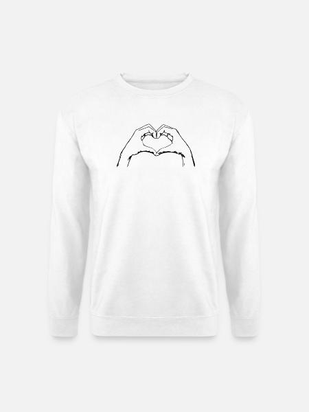 Finger Heart / Finger Herz / Love  Line Art Design - Unisex Pullover - Weiß