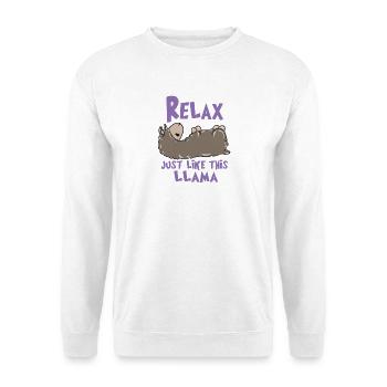 Relax Lama - Unisex Pullover - Weiß - Vorne - Alina (178cm) & Michal (187cm)