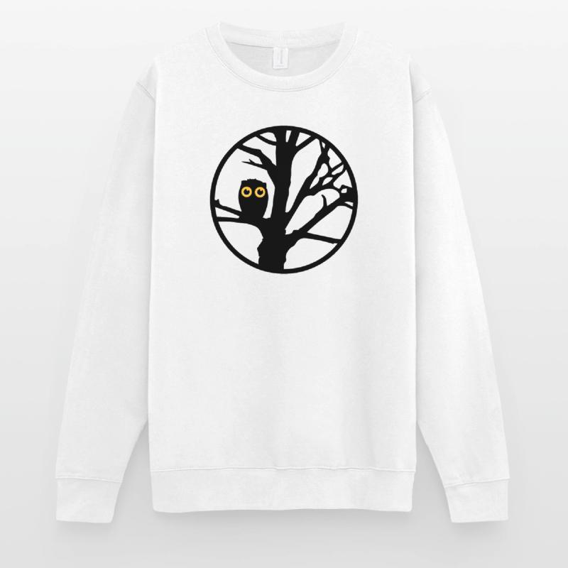 Eine Eule sitzt auf einem Baum Unisex Pullover