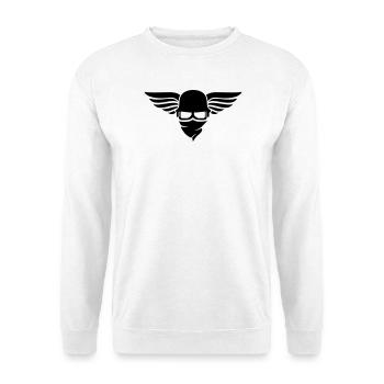 Motorradhelm mit Flügel, Bikerhelm und Bikerbrille - Unisex Pullover - Weiß - Vorne