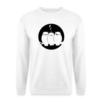 Verschlafene niedliche Eulen im dunklen leuchtend - Unisex Pullover - Weiß - Vorne
