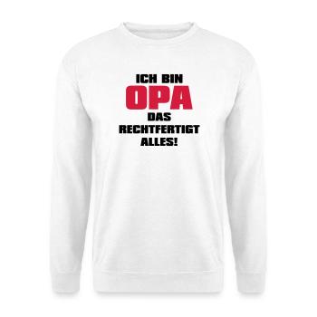 Ich bin Opa - Großvater Sprüche Geschenk Enkel Opi - Unisex Pullover - Weiß - Vorne