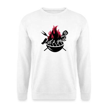 A grill with barbecue utensils - Unisex Sweatshirt - white - Front