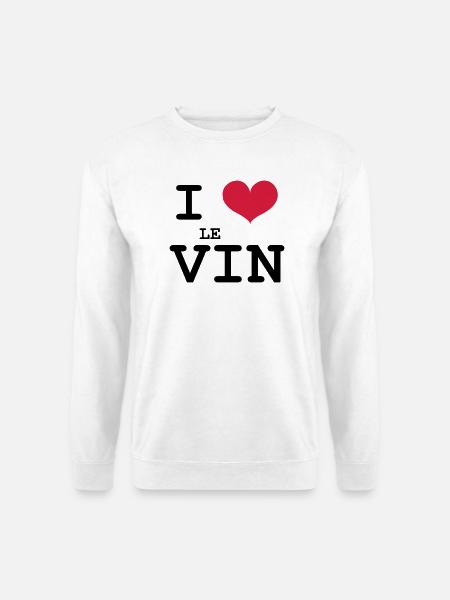 I Love le Vin - Sweat-shirt Unisexe - blanc