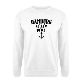 Hamburg Koordinaten - Unisex Pullover - Weiß - Vorne