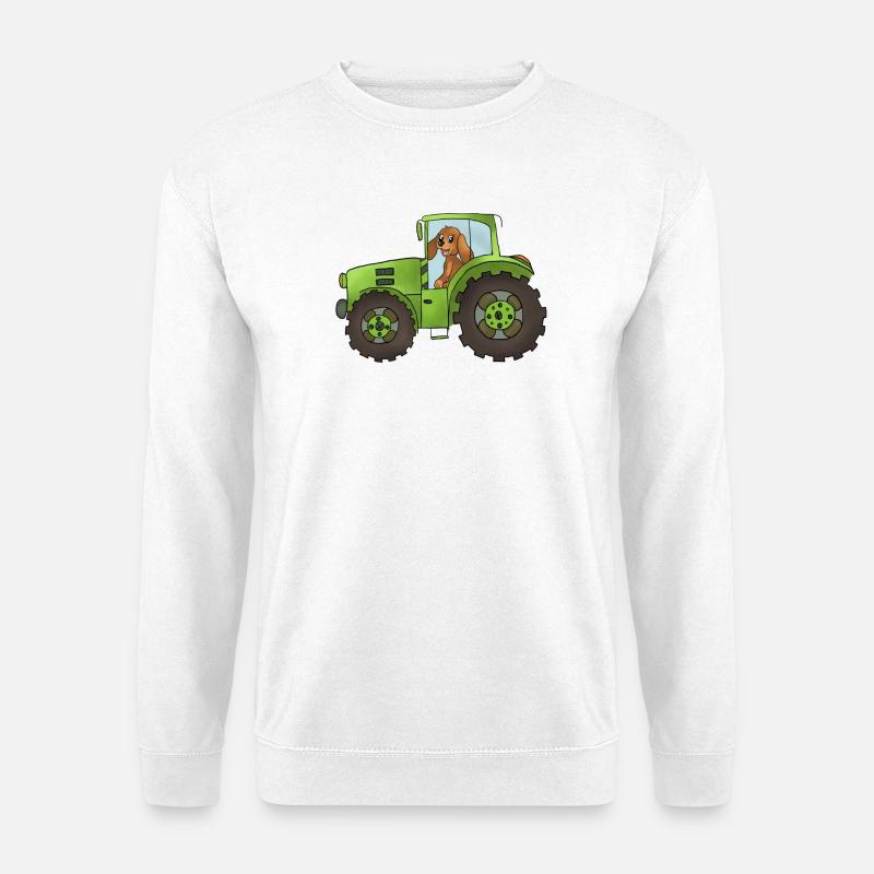 Hund mit Trecker - Unisex Pullover - Weiß