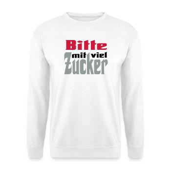 Bitte viel Zucker - Unisex Pullover - Weiß - Vorne - Alina (178cm) & Michal (187cm)