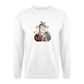 Lustiges Schafwollknäuel - Schafe - Unisex Pullover - Weiß - Vorne