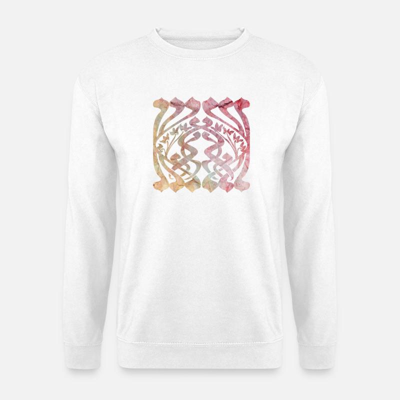 Watercolour leaf pattern with floral design - Unisex Sweatshirt - white