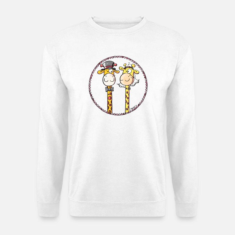 Giraffen Hochzeit - Unisex Pullover - Weiß