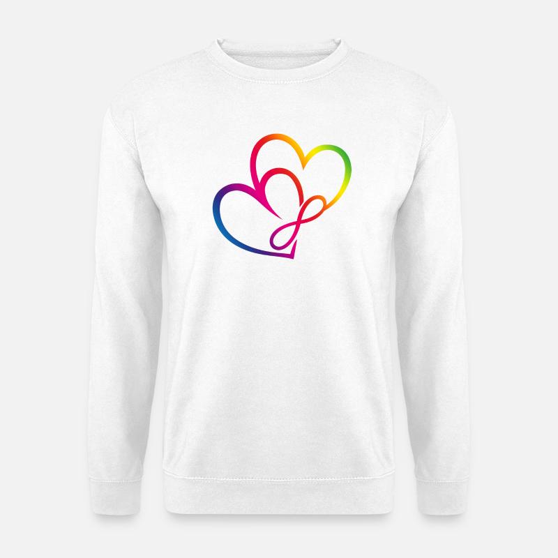 Zwei Herzen Regenbogen Infinity Love CSD LGBT - Unisex Pullover - Weiß