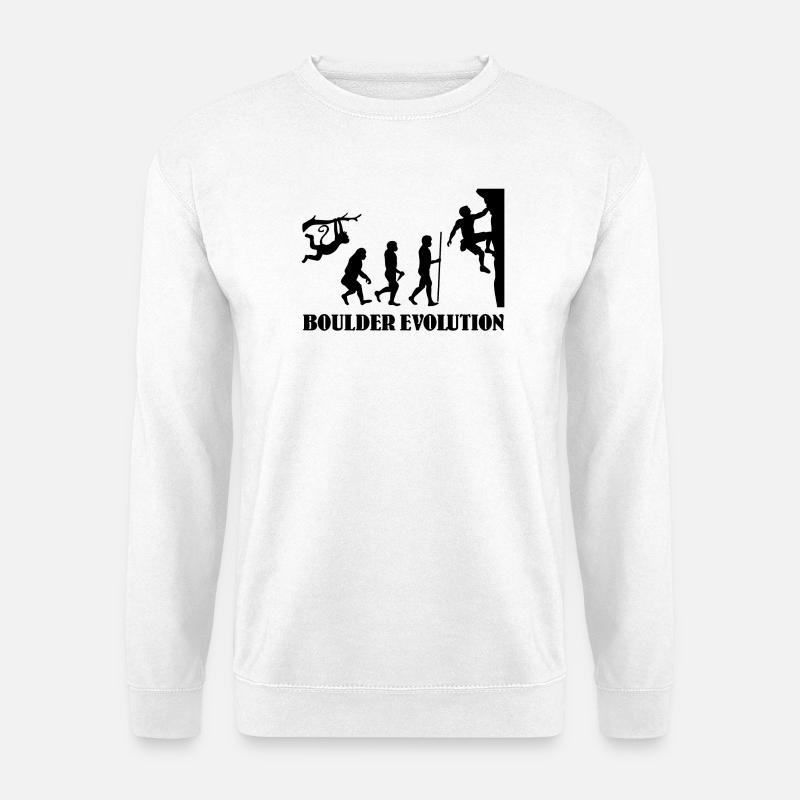 Boulder Evolution Klettern Bergsteigen Boulderer - Unisex Pullover - Weiß