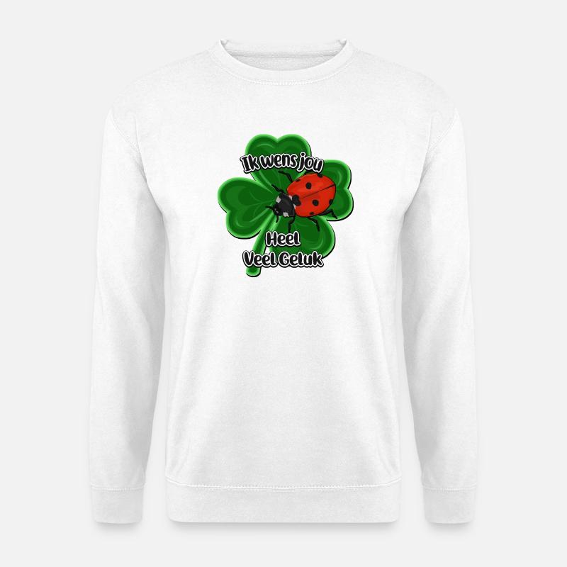 Glücklicher Marienkäfer auf Klee Vier - Unisex Pullover - Weiß