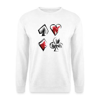 Skat Poker Rami Jeu de Cartes Costumes Coeur de Pique Caro - Sweat-shirt Unisexe - blanc - Devant