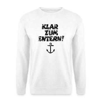 Klar zum Entern Segel Segeln (Vintage/Schwarz) - Unisex Pullover - Weiß - Vorne