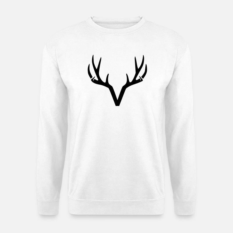 Geweih Hirsch Jäger Natur minimalistisch - Unisex Pullover - Weiß