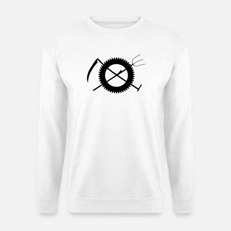 Gabel Sense Zahnrad Landwirt Symbol - Unisex Pullover - Weiß