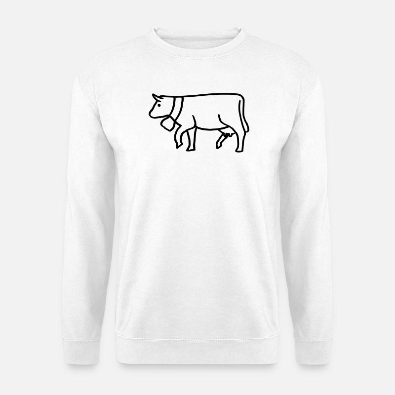 Kuh gezeichnet mit Glocke - Unisex Pullover - Weiß