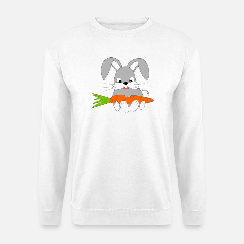 Fröhlicher Hase mit der Möhre - Unisex Pullover - Weiß