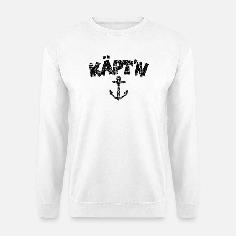 Käpt'n Anker Vintage (Schwarz) Kapitän Boot Segeln - Unisex Pullover - Weiß