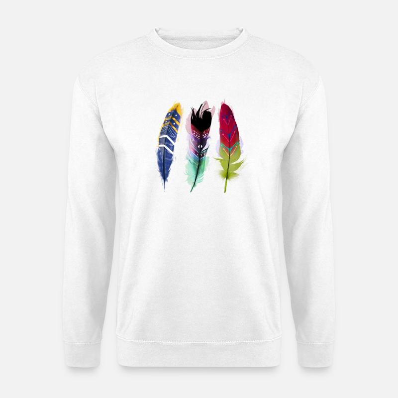 Bunte Federkunst Trio - Unisex Pullover - Weiß